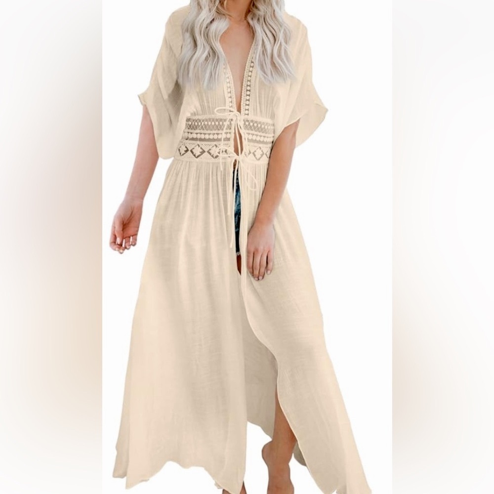 Elegant Beige Maxi Dress women size medium